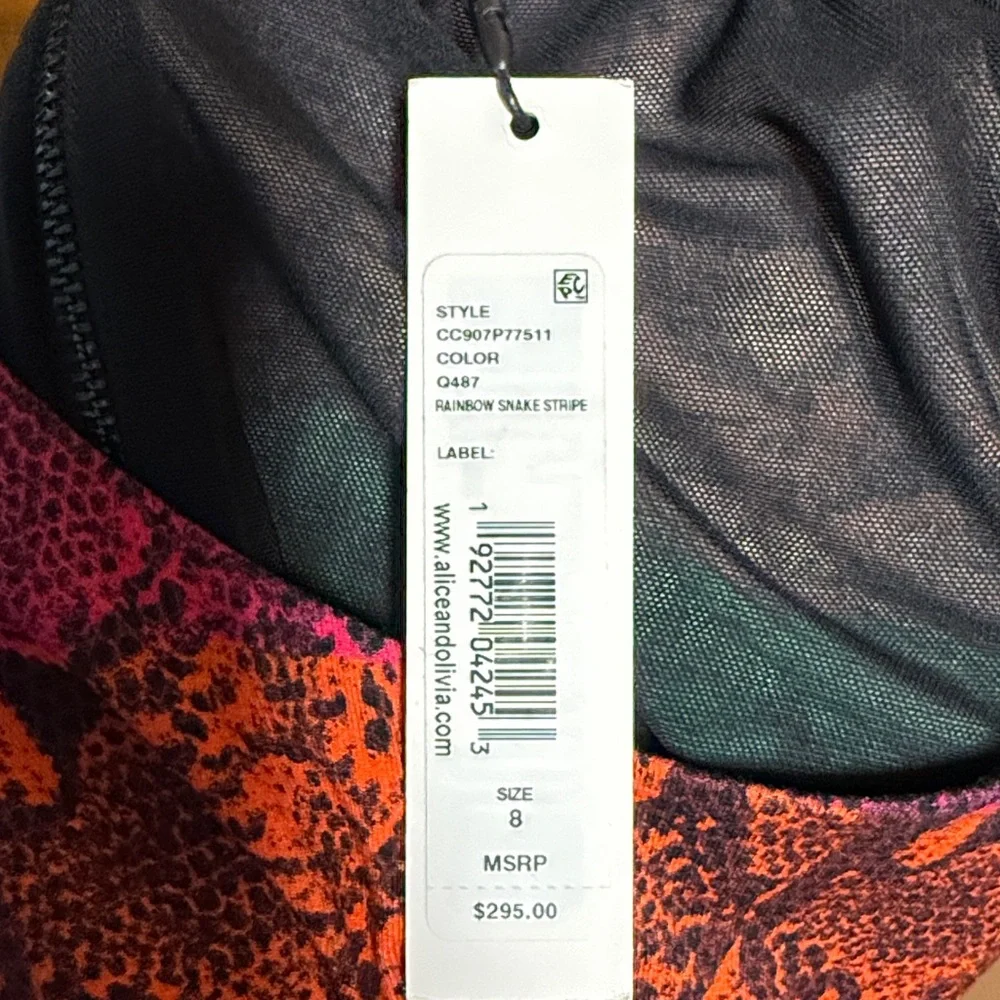 NEW Alice and Olivia Delora Rainbow Snake Skin Midi size 8 NWT - Picture 6 of 11